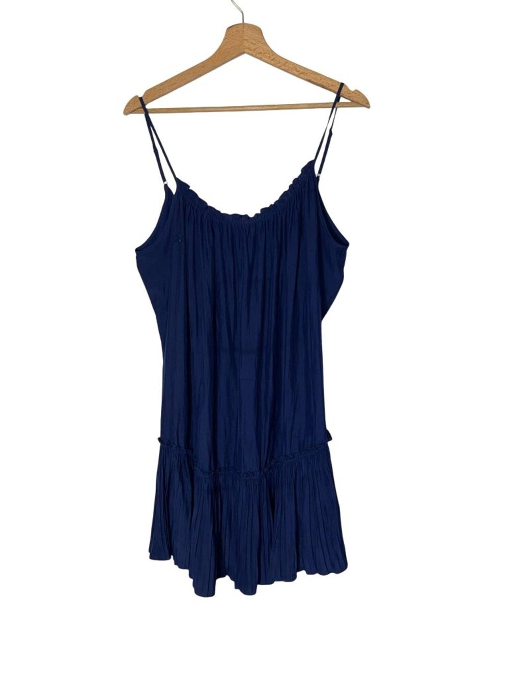 RAMMY BROOK Silk Navy Blue Sleeveless Ruffle Hem Mini Dress Women Medium